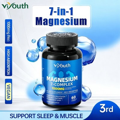 Viyouth 7in1 Magnesium Complex 1000mg With Zinc 60ct Capsules Absorption^