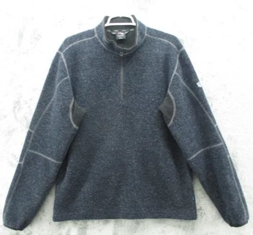 Kuhl Fleece Shirt Mens Large Blue ThermoKore Wool Blend 1/4 Zip Hiking Pullover