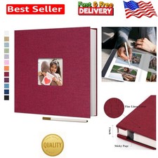 Elegant Red Linen Photo Album with 40 Pages - Preserve Your Memories Safely