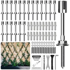 Wire Trellis for Climbing Plants Outdoor, 20-Set Wall Trellis Kit for 5/64"(2...