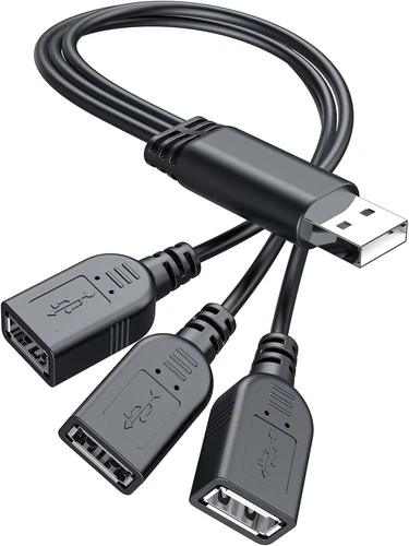 ANDTOBO USB 1 to 3 Splitter, 2.0 A Male 3 Female Jack Y Black 