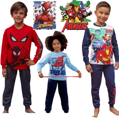 SABOR MARVEL Pigiama bambino invernale cotone felpato Marvel Advengers e Spiderman uomo ragno