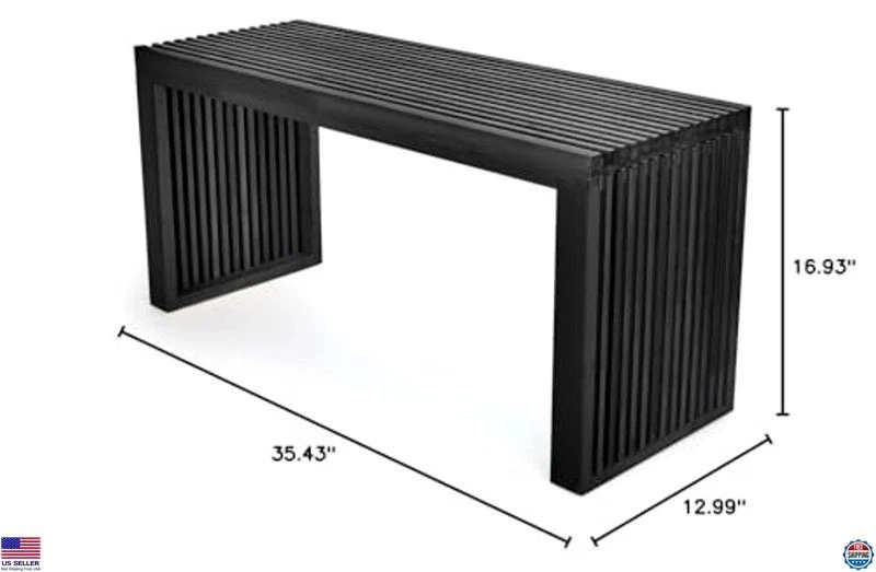 35" Bamboo Dining Bench - Farmhouse Style for Indoor/Outdoor Use, Entryway & - Image 3 of 4