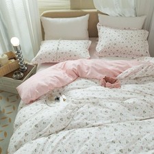 Small Floral Print Duvet Cover Full Flower Duvet Cover Set Soft Cotton Pink R...