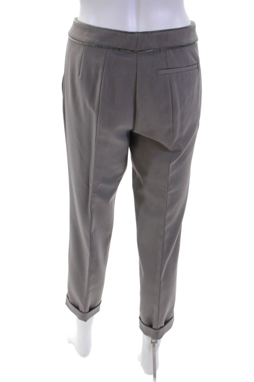 RED Valentino Women's Hook Closure Cuff Hem Straight Leg Pants Gray Size 32 thumbnail 3