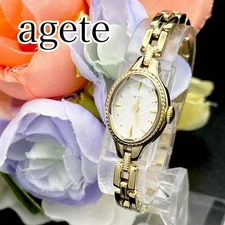 Agete Limited Operation Watch Quartz White Dial G51 Used Genuine