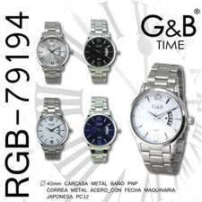 G&B Mens Analogue Quartz Watch Steel Bracelet...