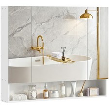 kleankin Armadietto Bagno 3 Ante con Specchiera e Ripiani Regolabili Bianco