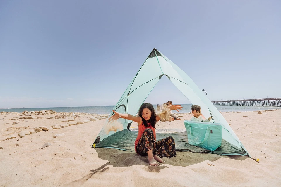 - Pismo A-Frame Beach Tent - Pop Up Tent - Beach Umbrella Shade (Ice Blue) - Image 3 of 4