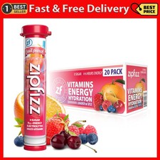 Zipfizz Daily Energy Drink Powder, Fruit Punch, 20 Pack 3-in-1 Sustained Energy,