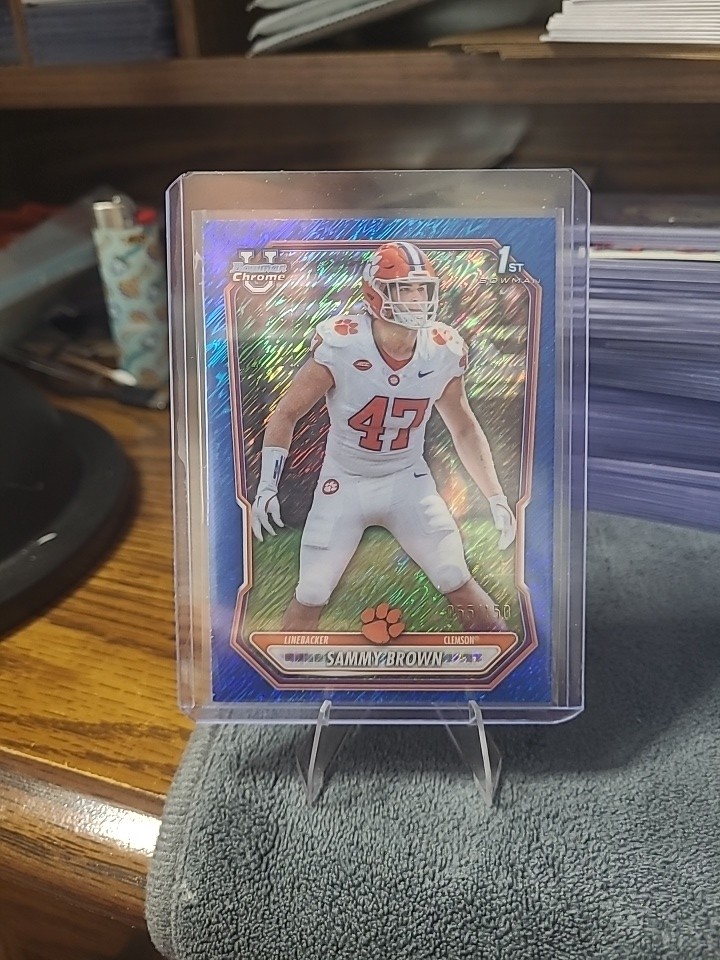 Topps Bowman Chrome 2026 1st Bowman Sammy Brown Clemson Blue Shimmer /150