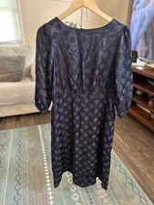 Express Navy Long Sleeve Chiffon Dress Polka Dot Career Office Business Size Med