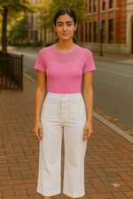 Halara Size Large White Flex High Waisted Straight Leg Pull-On Pants Pockets