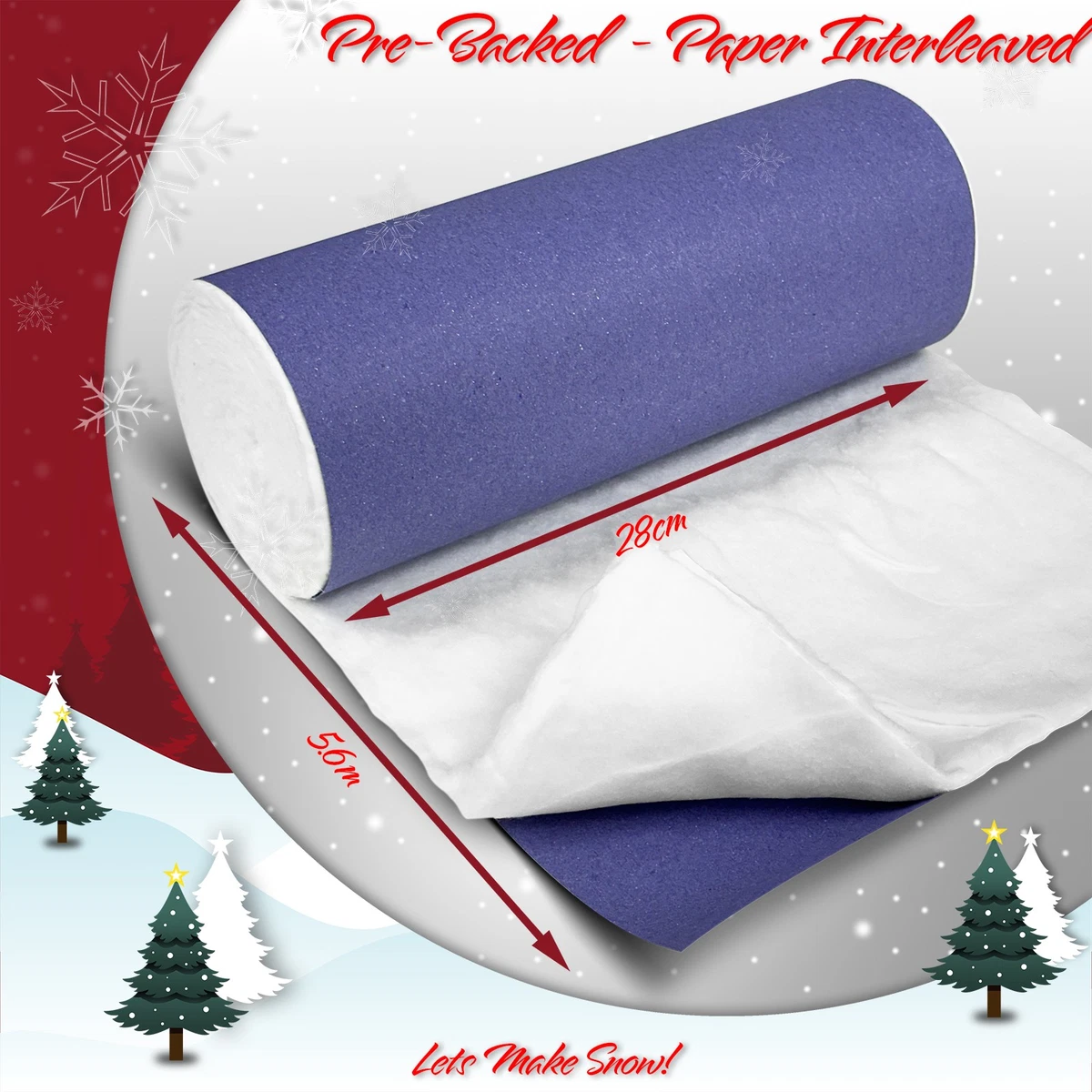 Manta Rollo Sábana Nieve Artificial Algodón Lana Decorativa, 5.6m x 28cm 500g