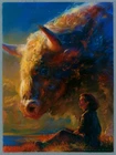 artwork drawing 18 x 24 cm 92GZ pastel modern "Meeting with an Ancestor"
