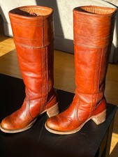 VTG Frye 8506 Tall Campus Boots Women 6.5 B Red Brown Black Label USA Box Papers