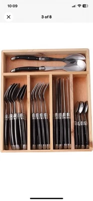 Laguiole By Flying colors Flatware Set - 34 Pieces Polished Black Finish (new)