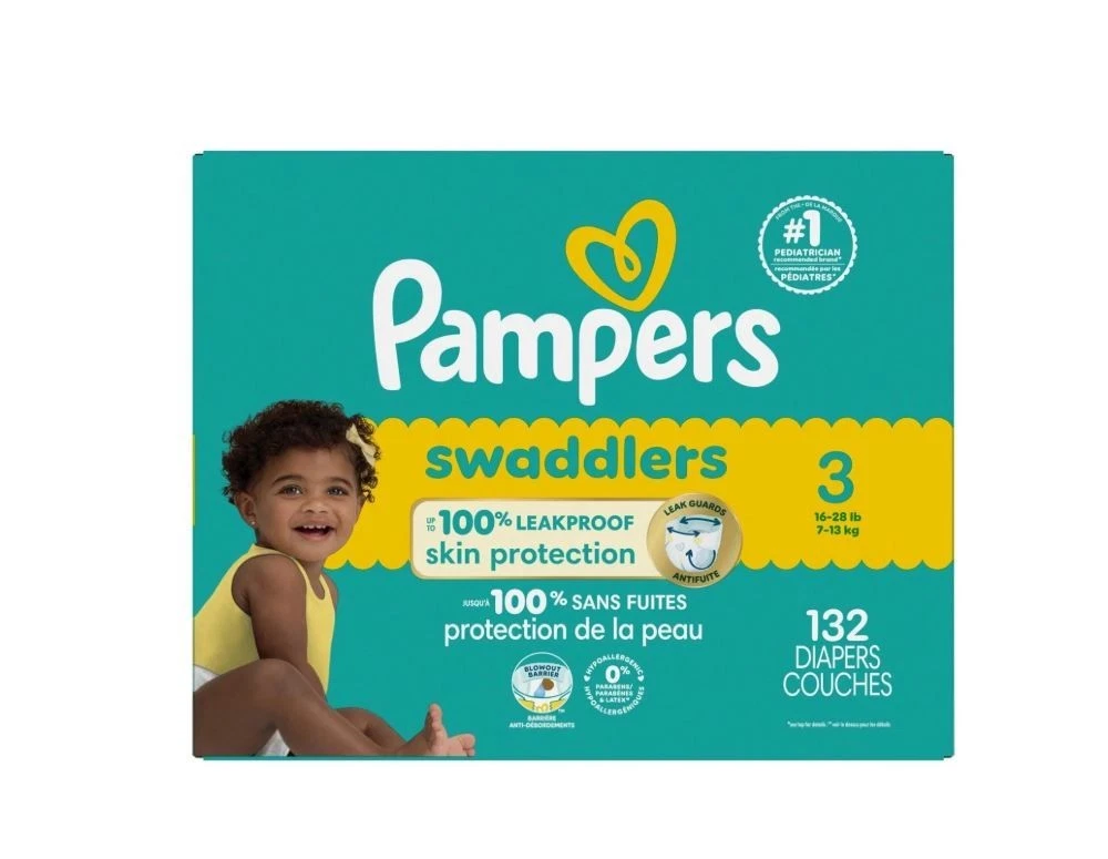 Pampers Swaddlers Diapers, Size 3 (13-26 lbs), 132 Count