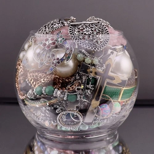 2.93 lb Mixed Costume Jewelry Jar Lot Vintage Modern Untested