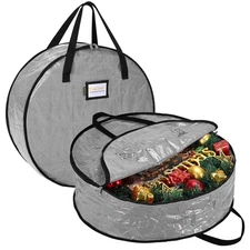 BALEINE Wreath Storage Container 2 Pack Christmas Bag with Tear Resistant PE