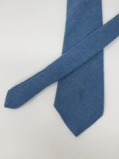 Vintage YSL Yves Saint Laurent Heather Mist Men  s Neck Tie Blue Wool Italy 56  