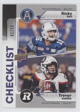 2018 Upper Deck CFL Checklist Purple 2/15 Ricky Ray Trevor Harris CL #100 c6x