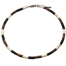 Puka Shell Necklace for Men Surfer Seashell Coffee  white  black