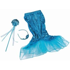 TÜRKISES KINDER MEERJUNGFRAUEN KOSTÜM Mädchen Nixen Rock Haarreif Zepter 104-116