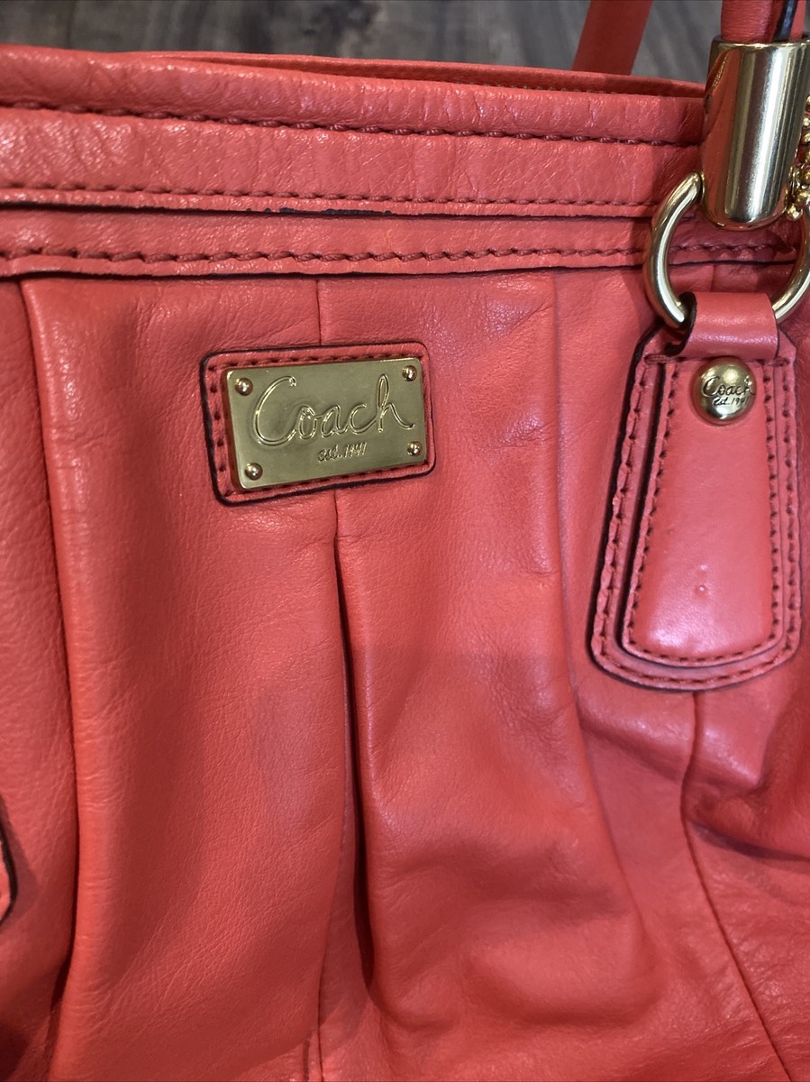 COACH Kristin Leather Top-Zip Coral Satchel H1071-15339 | eBay