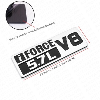 Auto Black chrome iFORCE 5.7L V8 for 07 13 TUNDRA FENDER Emblem Badge Sticker|black chrome