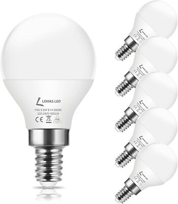 E14 LED Glühbirne, LOHAS 5,5W E14 Golfball Birne, E14 kleine Edison Schraubbirne