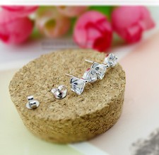 Womens 925 Sterling Silver Crystal Butterfly Ear Stud Fashion Earrings E09