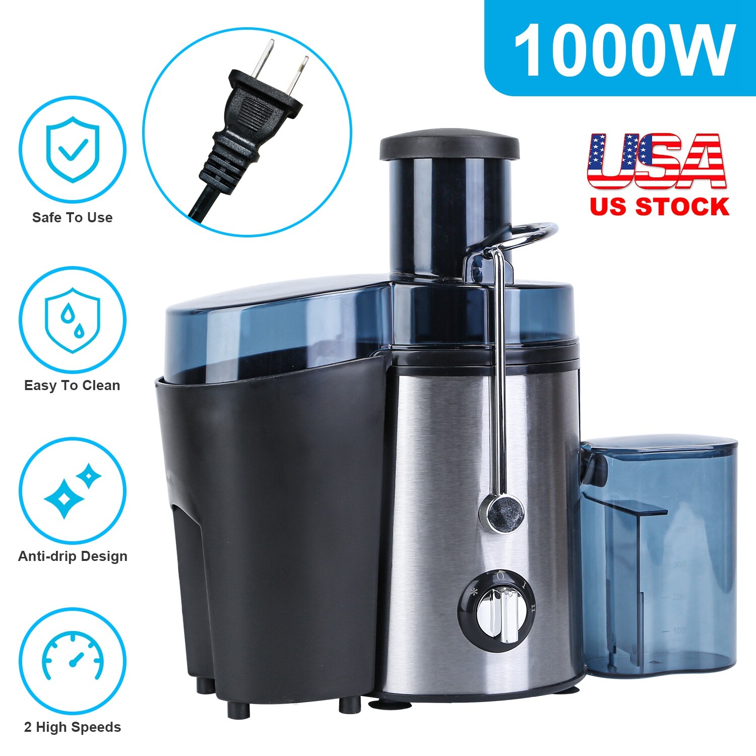54Oz 1000W Electric Juicer Fruit Veg Blender High Juice Extractor Citrus Machine