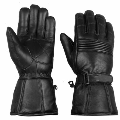 MRX Men's Leather Motorcycle Riding Gloves - Winter Gauntlet Style With Thermal Lining