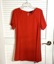 Very J Orange Shift Dress Women Size Small Short Sleeve EUC