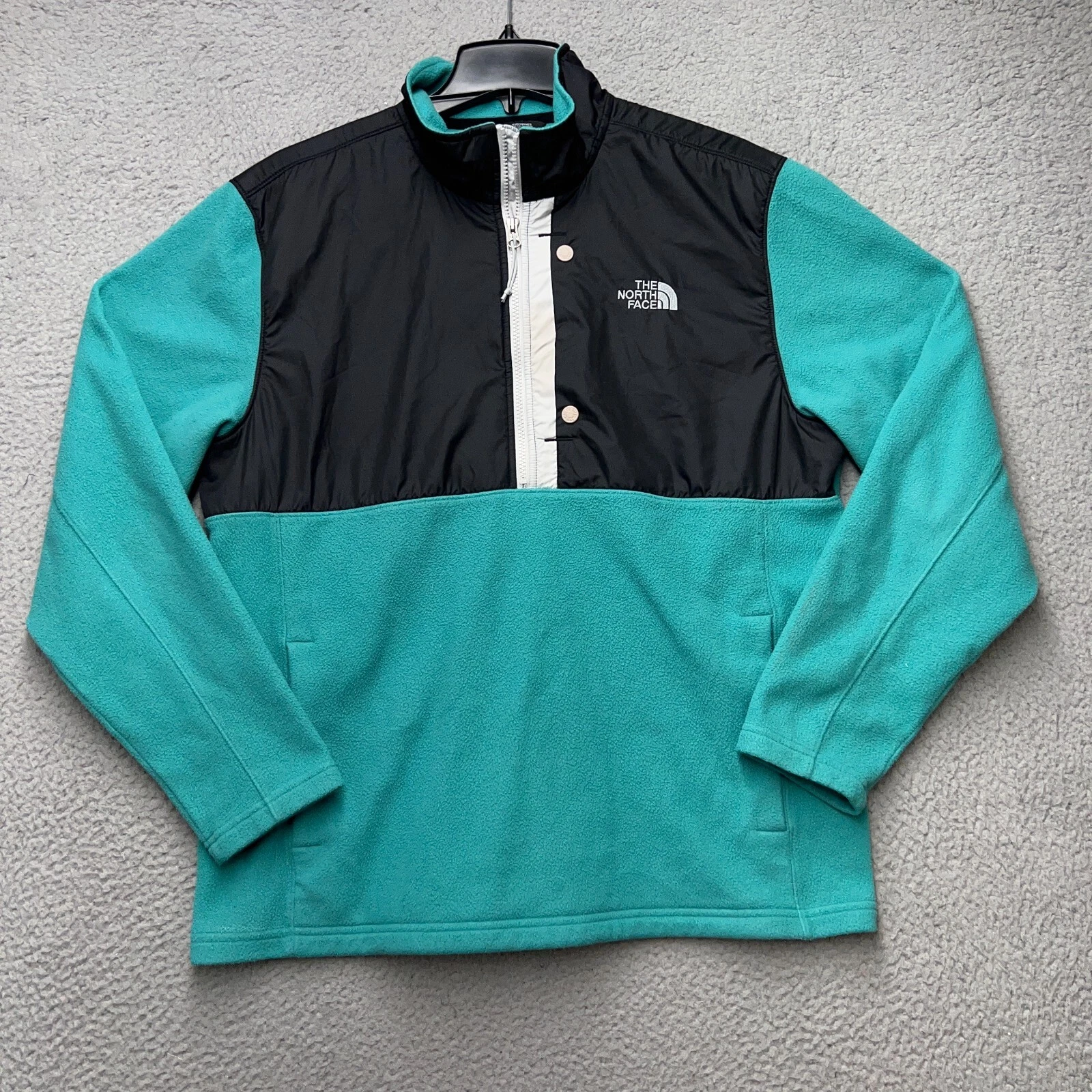 The North Face Fleece Sweatshirt Men XL Green Black Pullover Long Sleeve Outdoor