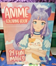 ANIME COLORING BOOK 24 FUN IMAGES FREE SHIPPING!