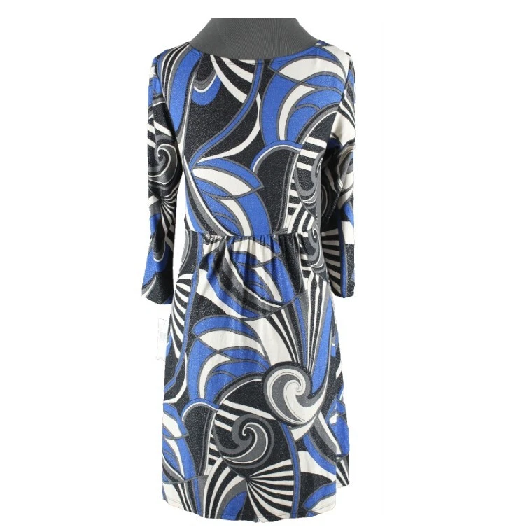 Abito Alyx NUOVO $60 blu nero bianco grigio argento poliestere spandex impero vita