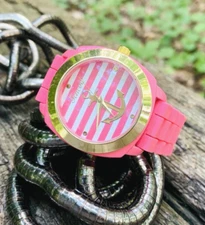 Geneva Boat Anchor Dial/Gold Tone/Coral Pink Womens Watch 