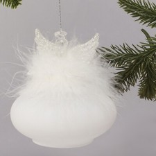 G Decor Frost Angel Glass  Feather Christmas Tree Hanging Bauble