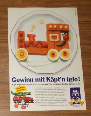 Seltene Werbung KÄPT'N IGLO Fischstäbchen Traktor Figur - VW Polo Promo 1989