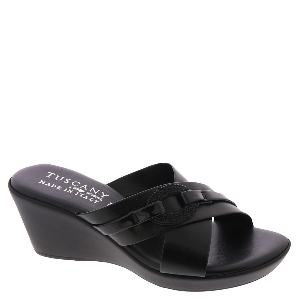 Женские черные сандалии на танкетке Tuscany By Easy Street Sabina 7.5 Medium (B,M) 1933