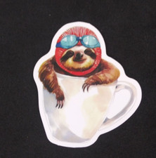 Sloth Lounging In A Tea Cup Sticker 2.18" x 2" AI 