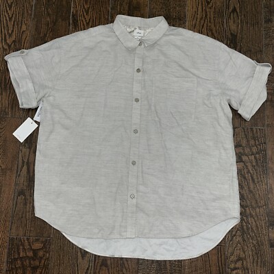 NWT Wilfred Aritzia Womens Oversized Short Sleeve Era Linen Button Down Shirt XL