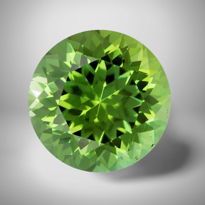 Green Tourmaline Round Cut Gemstone 6.1 Cts - 13 mm AAA+ Precious Jewelry Gem
