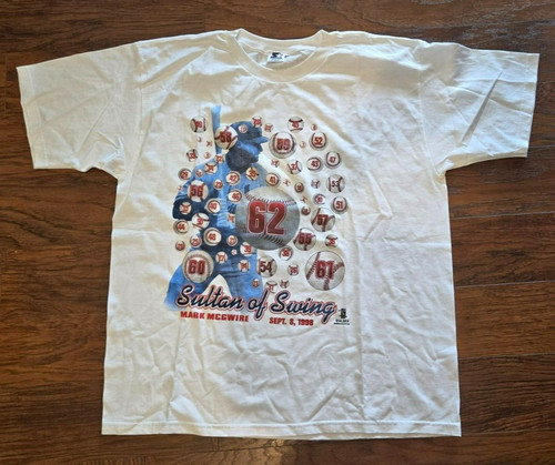 Starter VTG 1998 Mark McGwire Sultan of Swing Homerun 62 T-Shirt Size XL