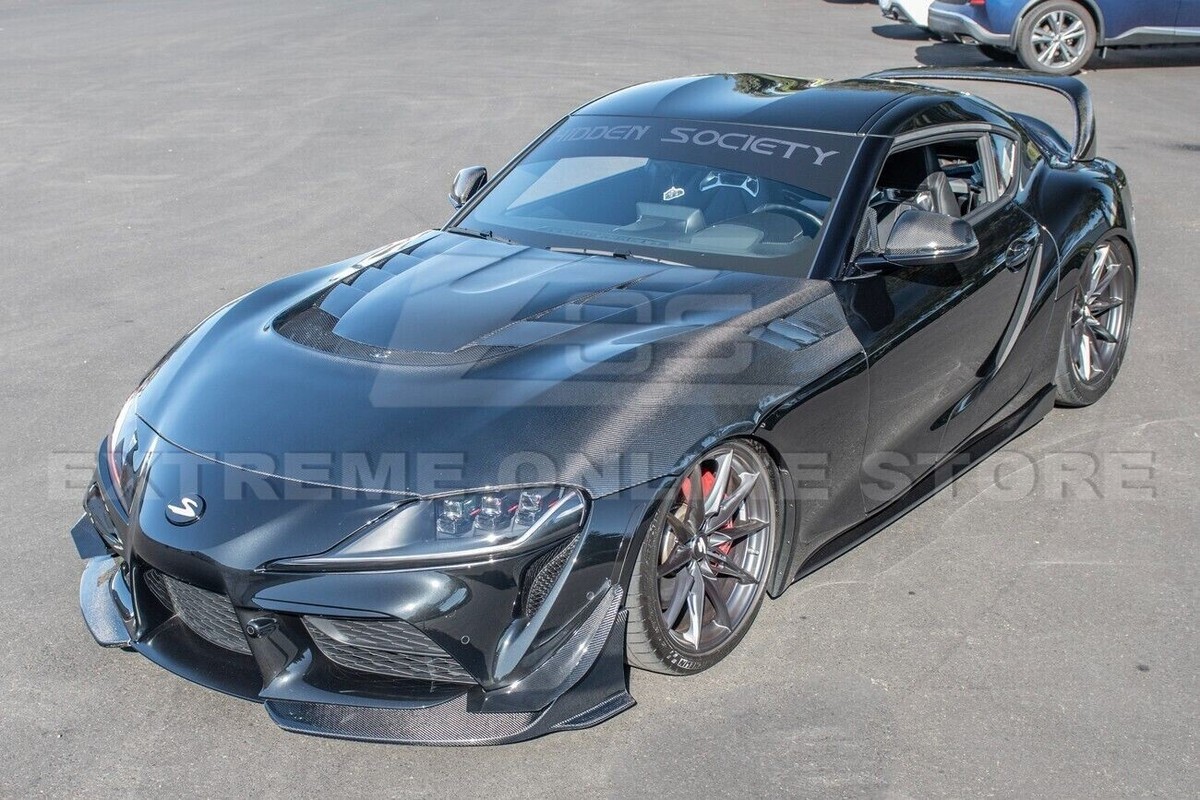 Pair Front Bumper Lip 20-Up Toyota GR Supra A91 CARBON FIBER