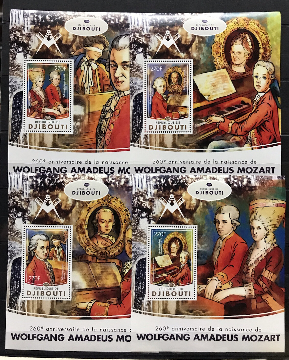 Djibouti - Mozart on  stamps Timbres - perf.  MNH** - AM