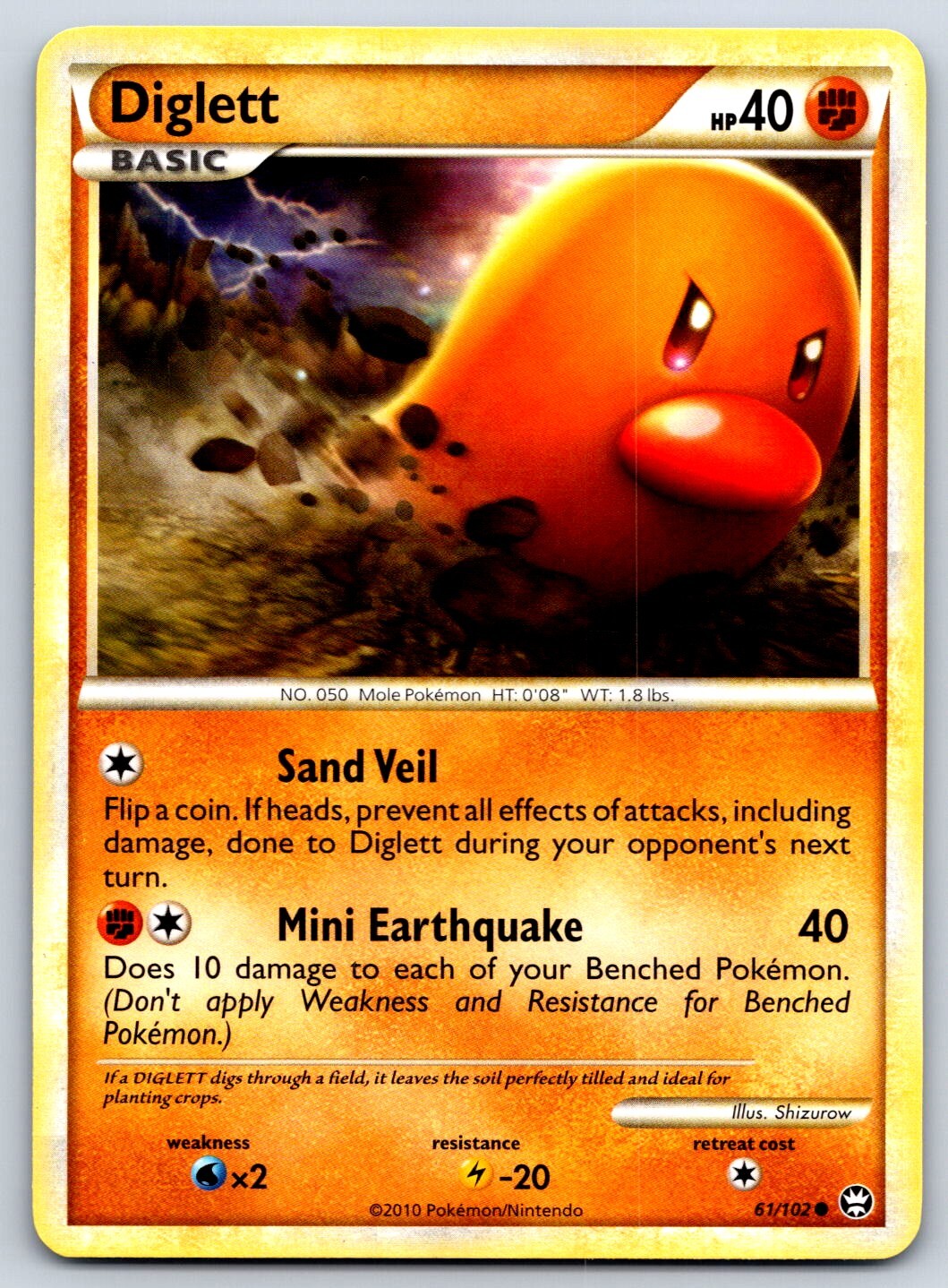 Diglett - HGSS Triumphant 61/102 Pokemon 151 Card NM