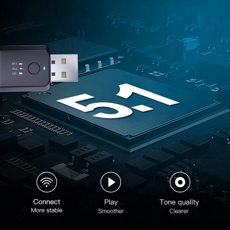 USB Wireless Bluetooth 5.0 FM Transmitter Receiver Car Audio Radio Adapter - Image 3 of 4